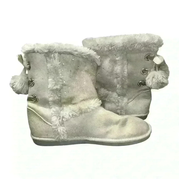 Justice Shoes - Justice Faux Fur Bling Boots Sz 8